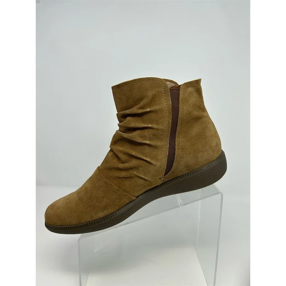Munro Scout Womens Ankle Bootie Tobacco Brown Suede Comfort Wedge Size 11